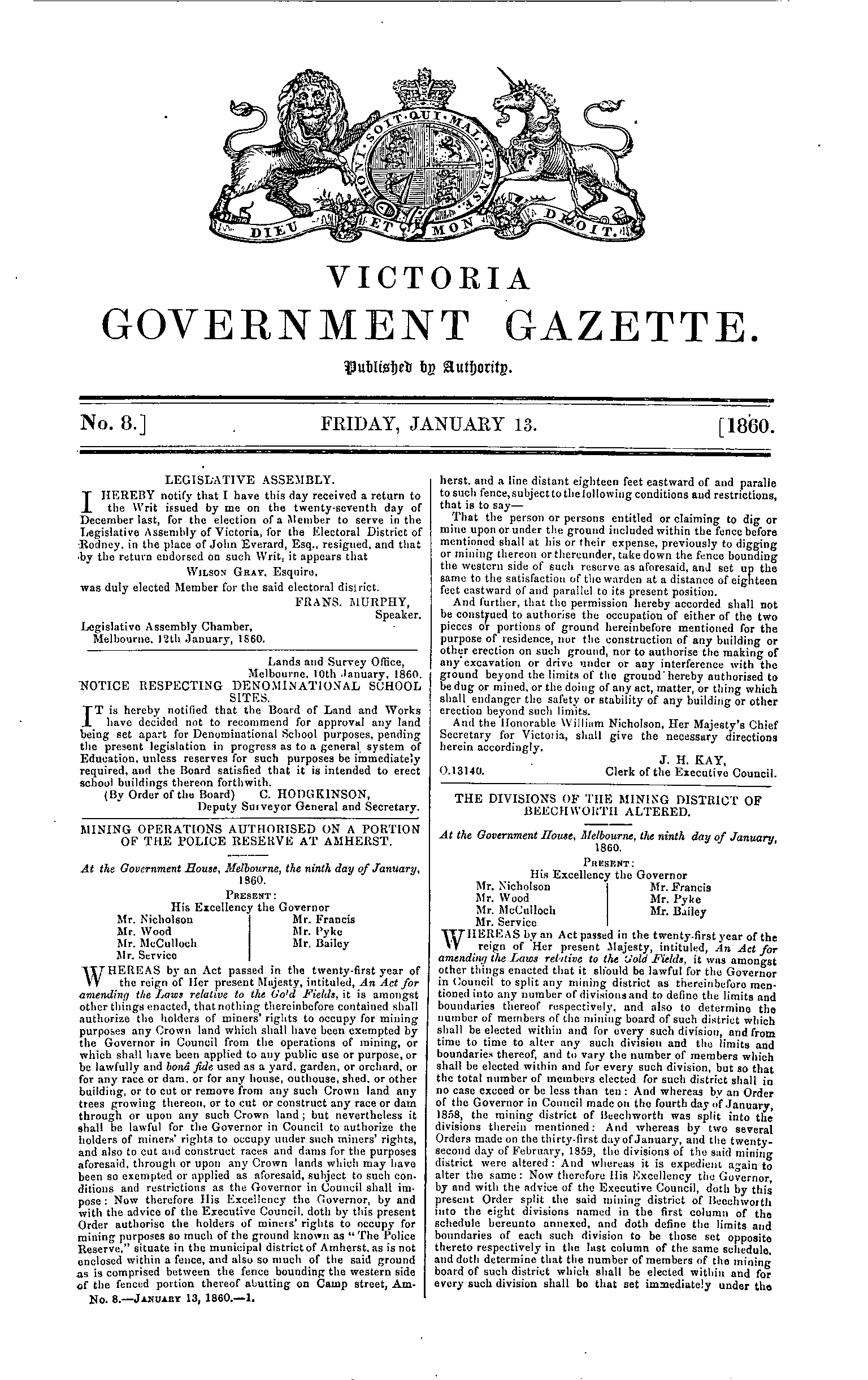 Victoria Government Gazette Online Archive 1860 P85