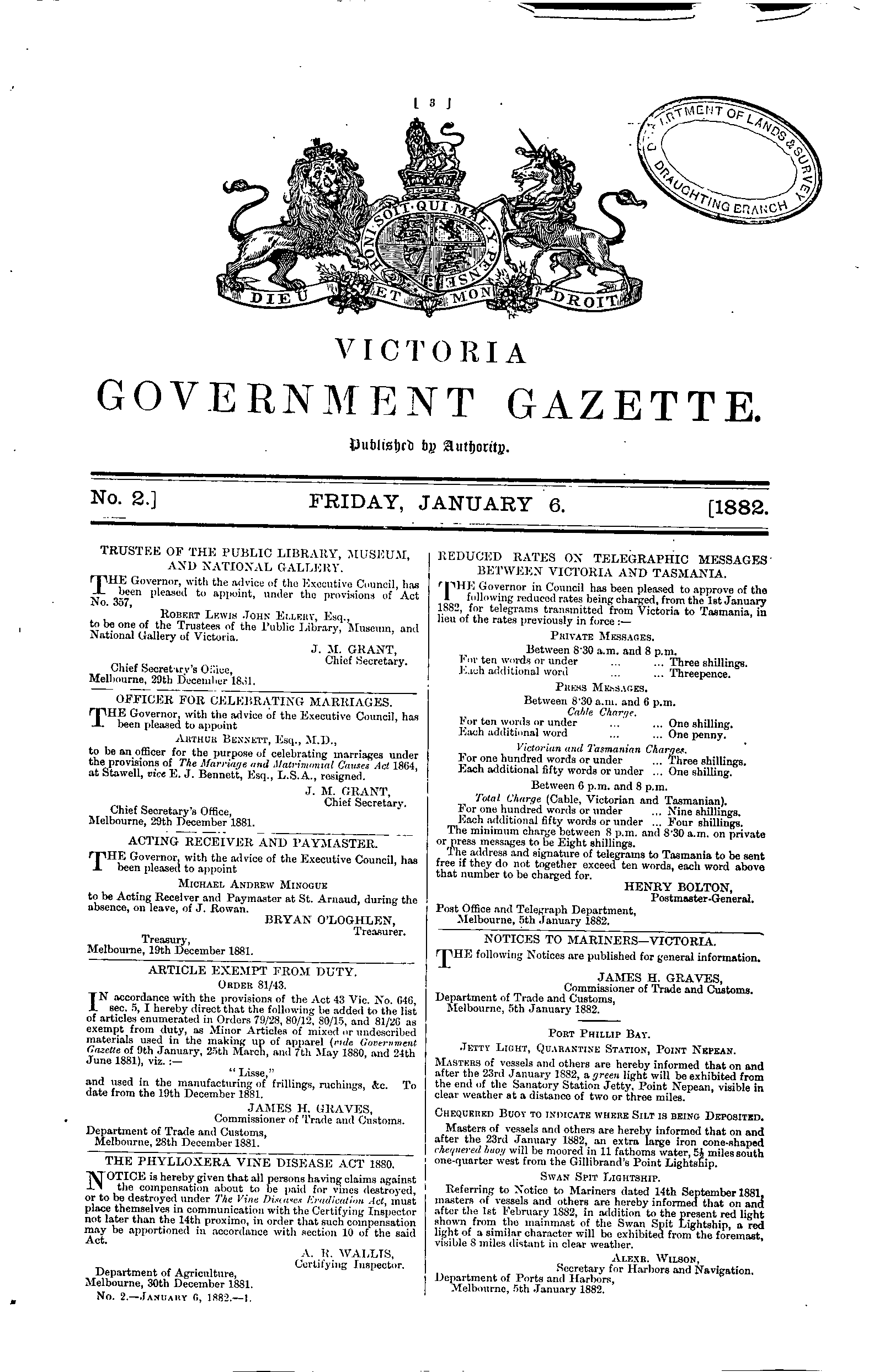 Victoria Government Gazette Online Archive 1882 P3
