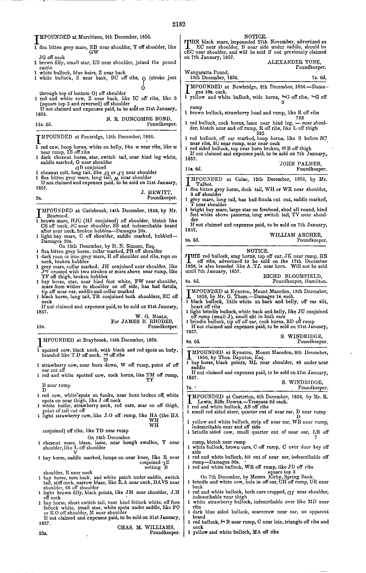 Victoria Government Gazette Online Archive 1856, p2182